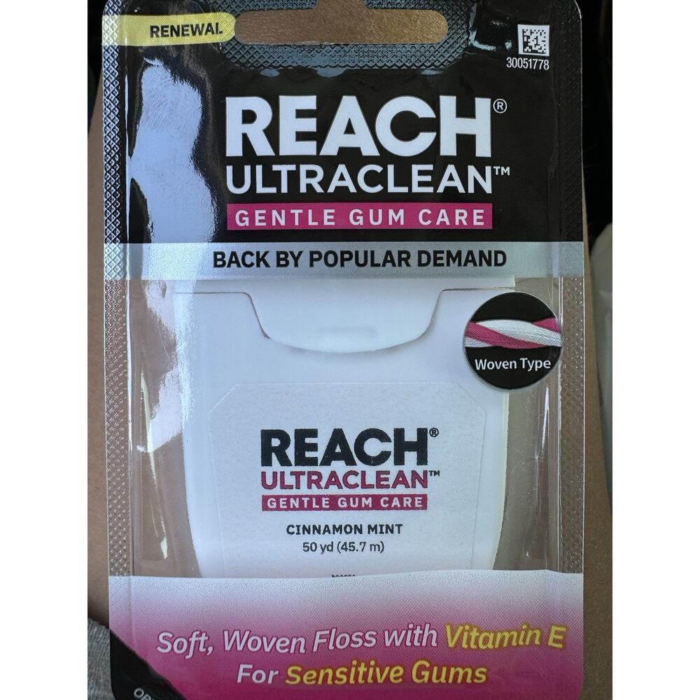 Reach UltraClean Gentle Gum Care Cinnamon Mint 50 Yd Soft Woven Floss New!